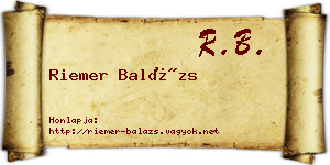 Riemer Balázs névjegykártya