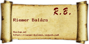 Riemer Balázs névjegykártya